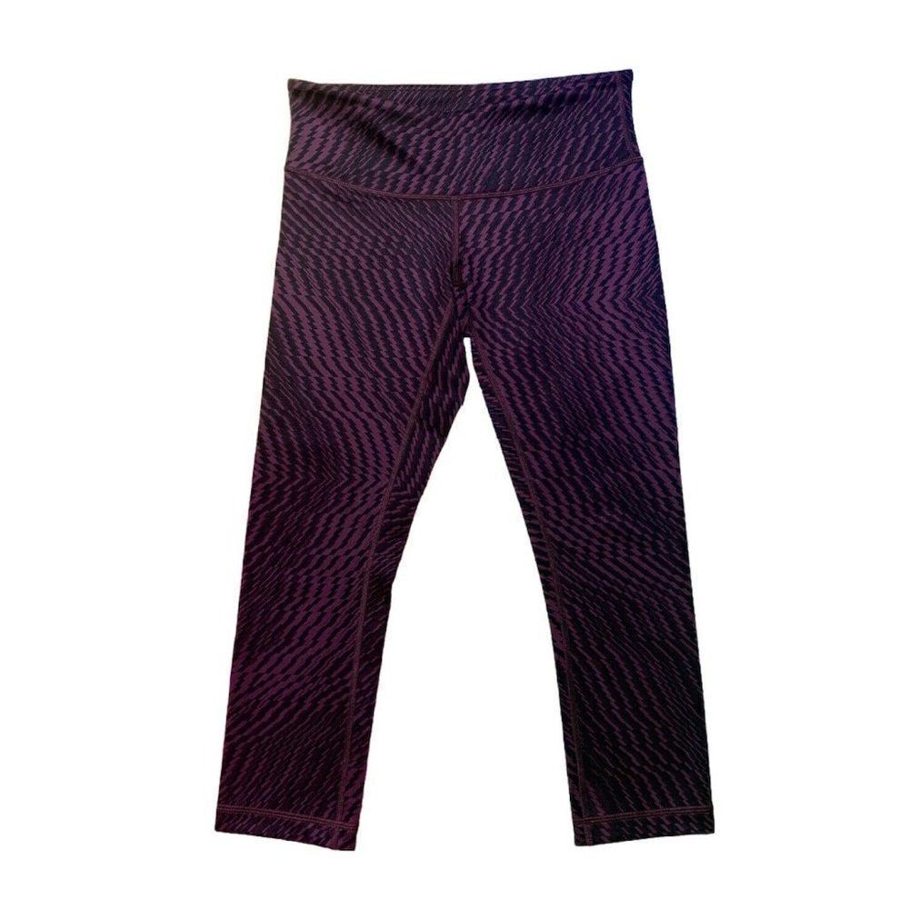 Lululemon Wunder Under Crop Full On Luon Shifted Horizon Red Grape Sz 6 Workout